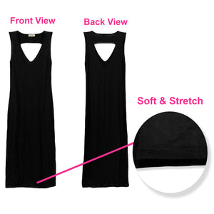 Solid Black Long Maxi Soft Stretchy Dress (Color: Black / Size: Medium)