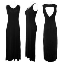 Load image into Gallery viewer, Solid Black Long Maxi Soft Stretchy Dress (Color: Black / Size: Medium)